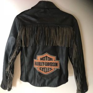 Harley Davidson leather fringe moto jacket